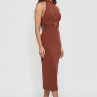 Seashell backless midi dress halter neckline