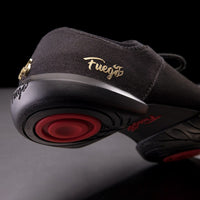 Fuego dance shoes – black split-sole with dual pivot points.