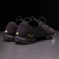 Fuego dance shoes – black split-sole with dual pivot points.