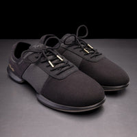 Fuego dance shoes – black split-sole with dual pivot points.