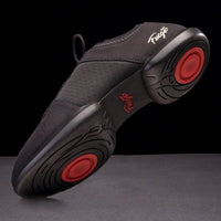Fuego dance shoes – black split-sole with dual pivot points.