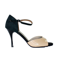 Almond - Nude Patent & Black Suede Tango Shoes