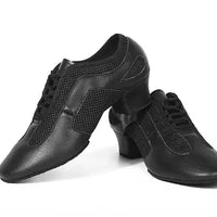 Black Latin dance shoes with 1.5-inch heel