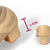 Nude latin dance shoes with 1.5-inch Cuban heel