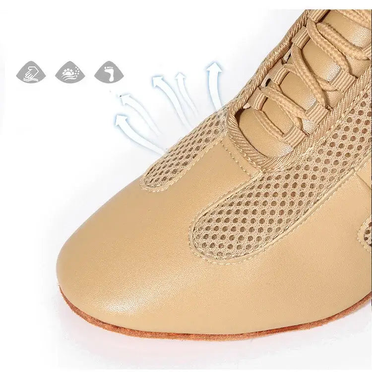 Nude latin dance shoes with 1.5-inch Cuban heel