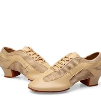 Nude latin dance shoes with 1.5-inch Cuban heel
