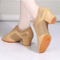 Nude latin dance shoes with 1.5-inch Cuban heel