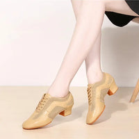 Nude latin dance shoes with 1.5-inch Cuban heel