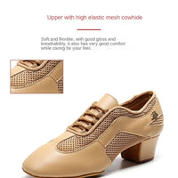 Nude latin dance shoes with 1.5-inch Cuban heel
