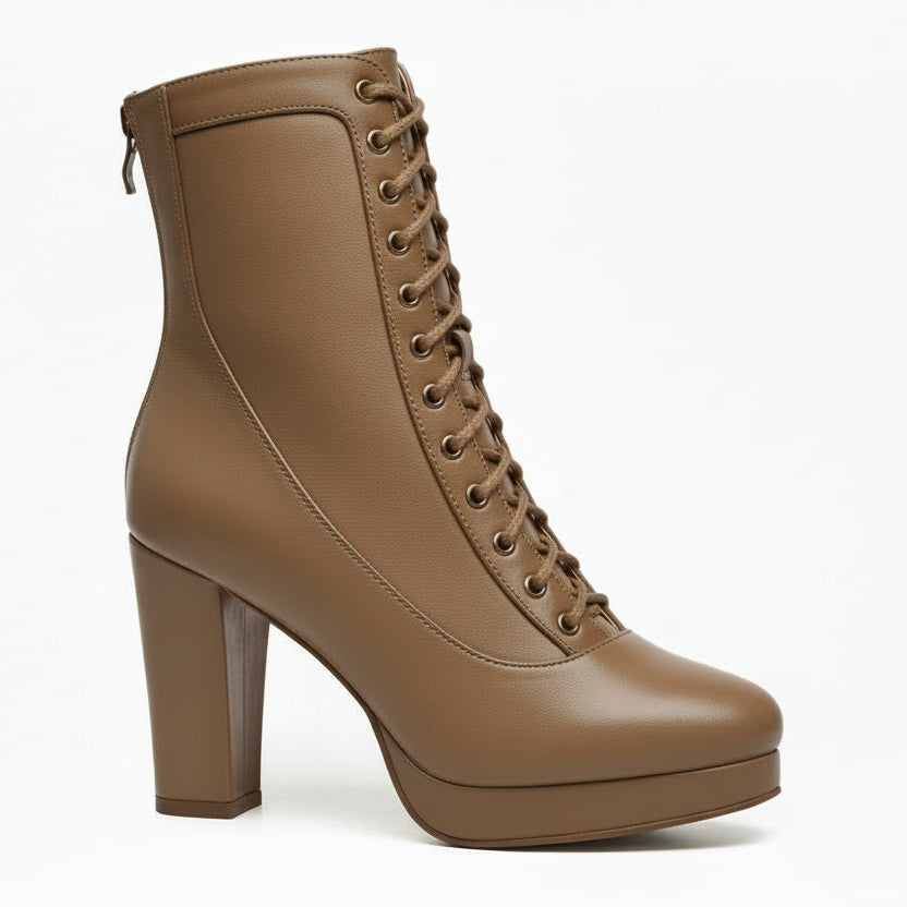 Aadijay Latin Dance Shoes | Tan platform boots with 4