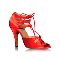 Alemana - Red Open Toe Lace Up Latin Dance Shoes