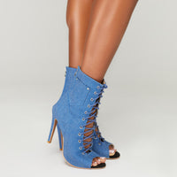 Denim lace-up womens Latin dance shoes