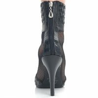 Jezabel Faux Leather and Mesh Lace Up Dance Booties with Suede Sole