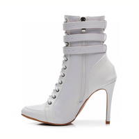 Vegan Latin dance boots with removable buckles.