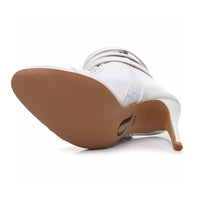 Vegan Latin dance boots with removable buckles.