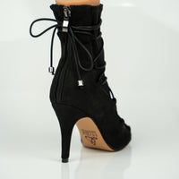 Eva Black lace up latin dance shoes open toe