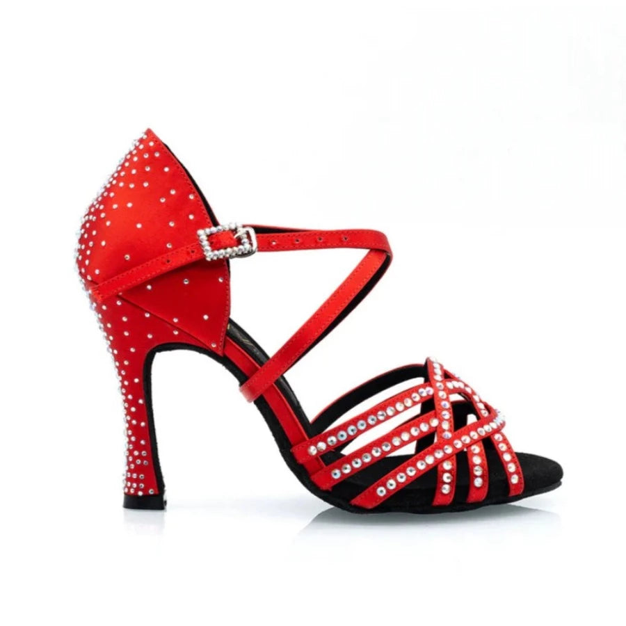 Danica Red Satin Latin Dance Shoes Stylish 3.75 Heels 6 3.75
