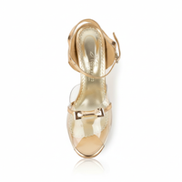 Glass Slipper - Acrylic Gold & Bow Argentine Tango Dance Shoes (Suede Sole)