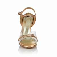 Glass Slipper - Acrylic Gold & Bow Argentine Tango Dance Shoes (Suede Sole)