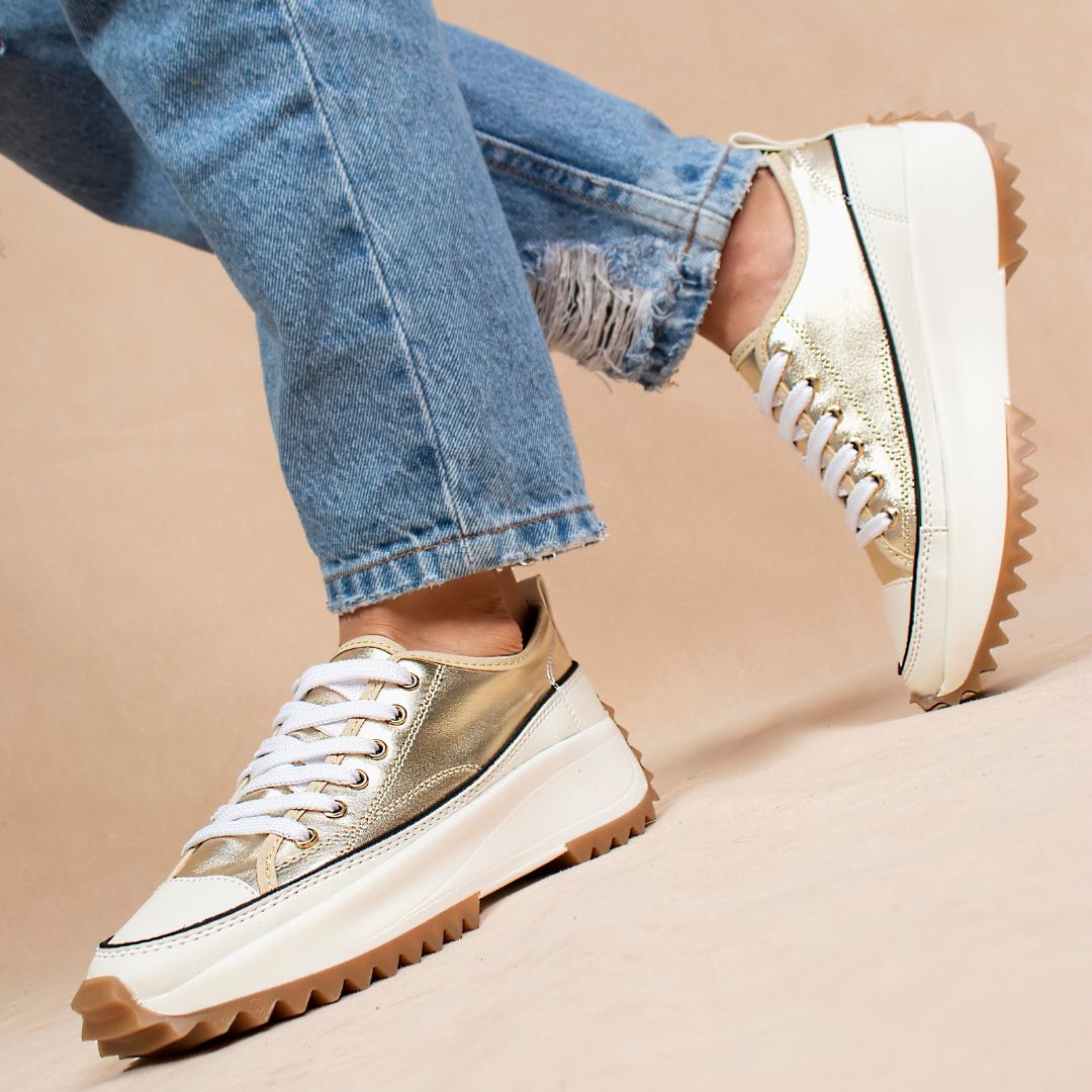 Chunky Lace Up Sneakers Tan 10