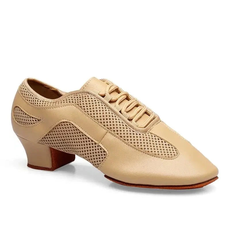 Nude latin dance shoes with 1.5-inch Cuban heel