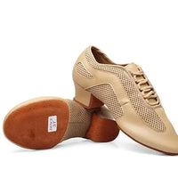 Nude latin dance shoes with 1.5-inch Cuban heel