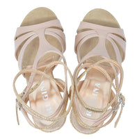 Recoleta Twins - Sahara Nude & Gold Straps Tango Shoes Leather Sole
