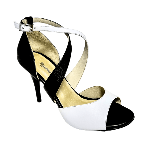 Luna Black White Leather Tango Shoes