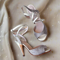Rubi Gold Glitter Tango Dance Shoes with Double Ankle Strap