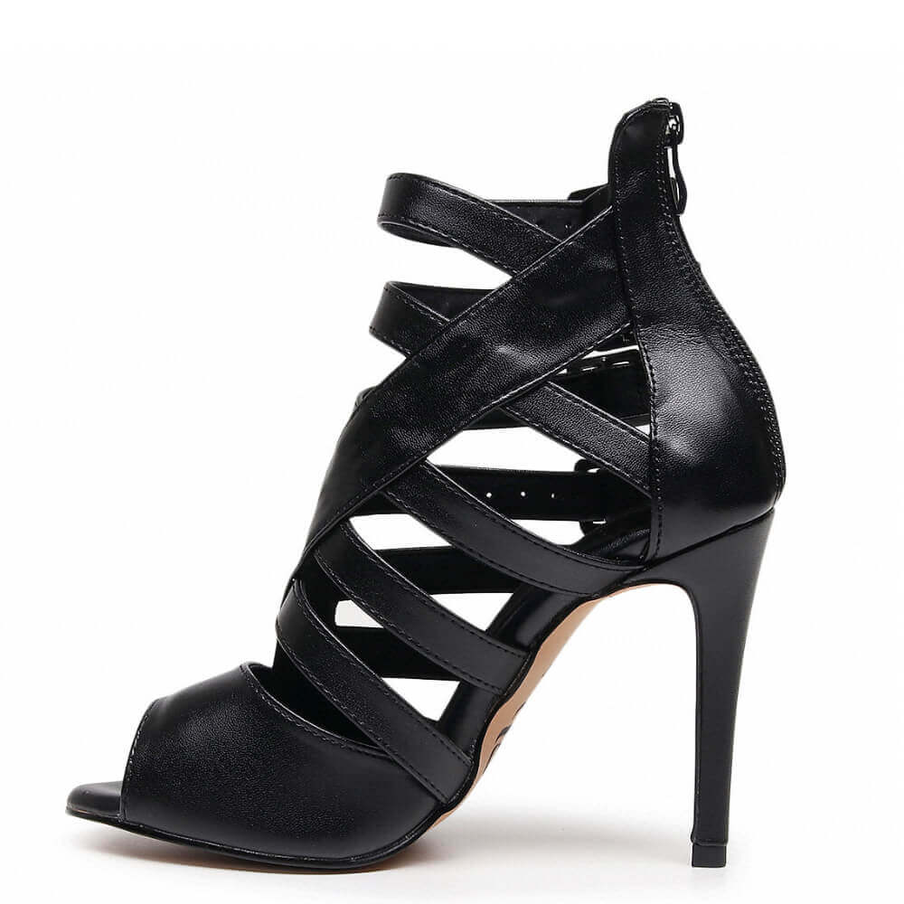 Shoes Comfy Black High Heels Rene Vegan Strappy Heel Sandal Latin
