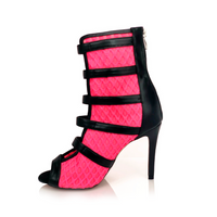 Riley fishnet dance boots with buckle straps