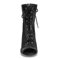 Savanna mesh lace up latin dance booties