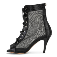 Savanna mesh lace up latin dance booties