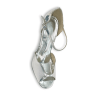 Scallop Argentine Tango Shoes – Silver Patent with Suede Sole