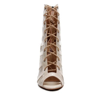 Nude vegan mesh Latin dance boots for women.