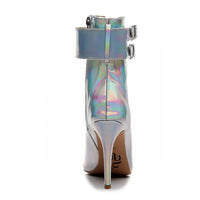 Open Toe Lace Up Silver Womens Latin Dance Shoes