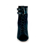 Open Toe Lace Up Black Womens Latin Dance Shoes