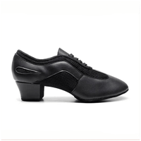 Black Latin dance shoes with 1.5-inch heel