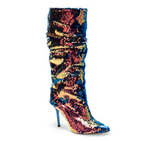 Ruched Latin dance boots with street sole.