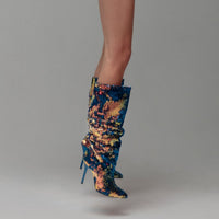 Ruched Latin dance boots with street sole.