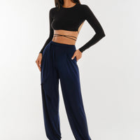 Navy ankle straps for trousers