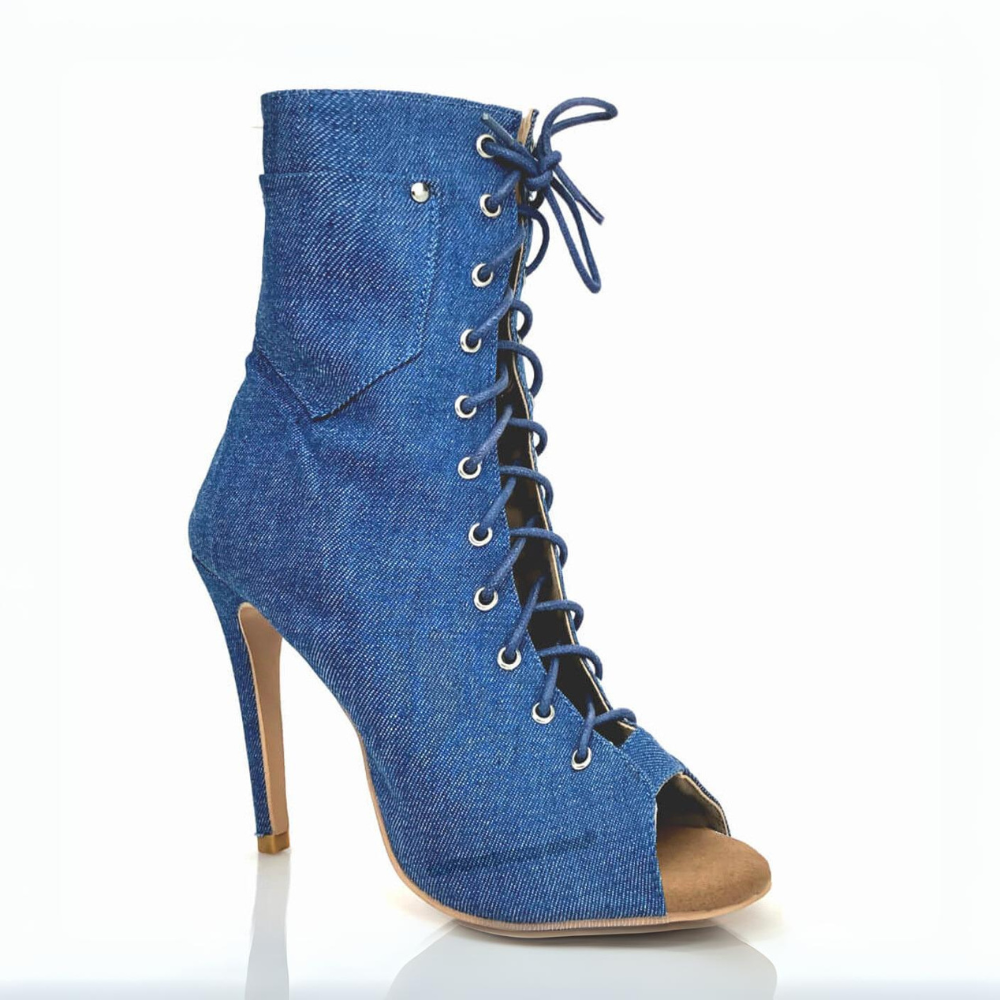 Deja Vu Denim By Kiira Harper Lace Up Dance Boots Street Sole