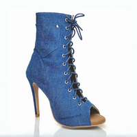 Denim lace-up womens Latin dance shoes
