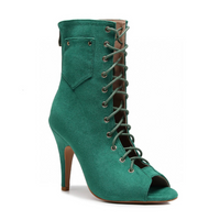 Green suede lace-up womens Latin dance shoes
