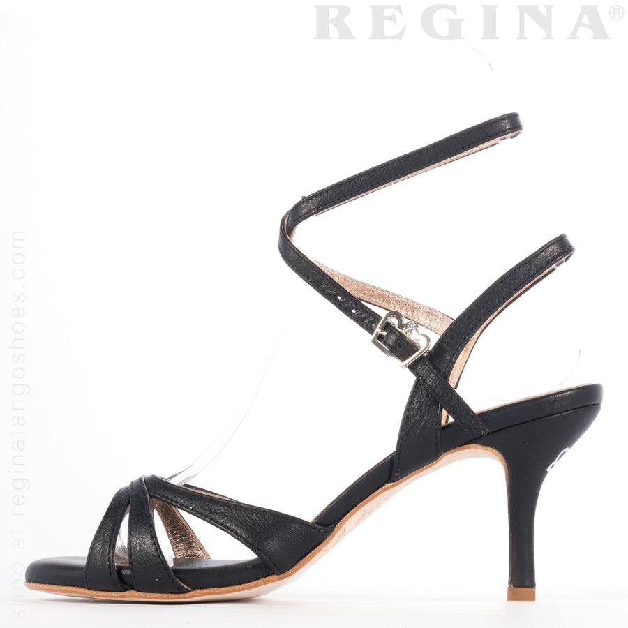 Twins Star - Black Leather Tango Shoes Leather Sole