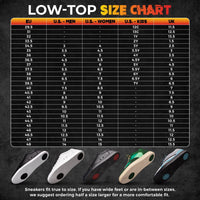 Fuego Dance Shoes size chart- All-Black Low-Top