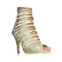 Karla gray denim lace-up latin dance booties