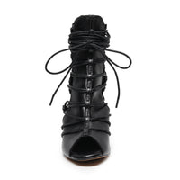 Karma black bootie side lace-up Latin dance shoes