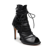 Karma black bootie side lace-up Latin dance shoes