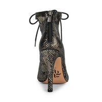 Luciana lace-up Latin dance bootie in metallic snake print